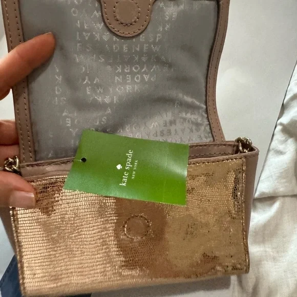 New - Kate Spade mini metallic in champagne gold shoulder bag - Picture 5 of 8